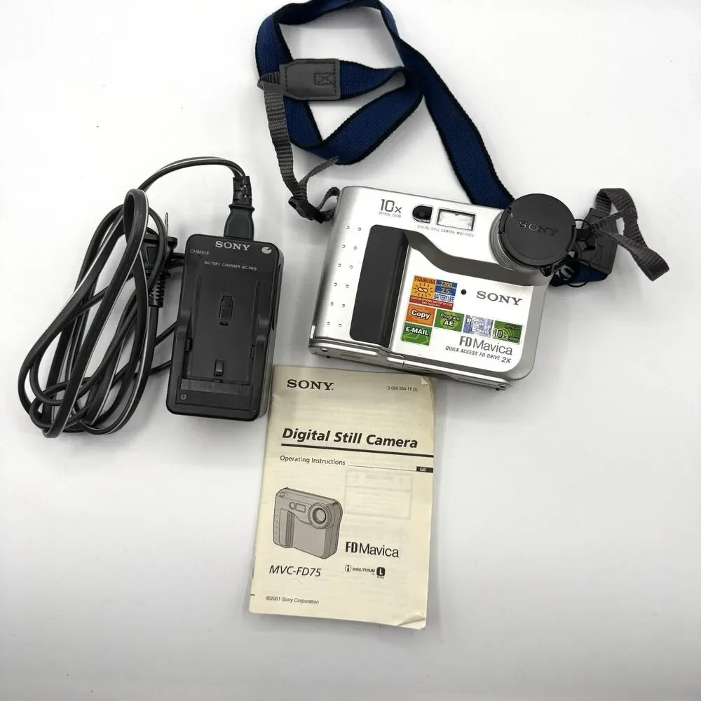 Sony Mavica MVC-FD75 Digital Camera 10x Zoom Tested Working Kit